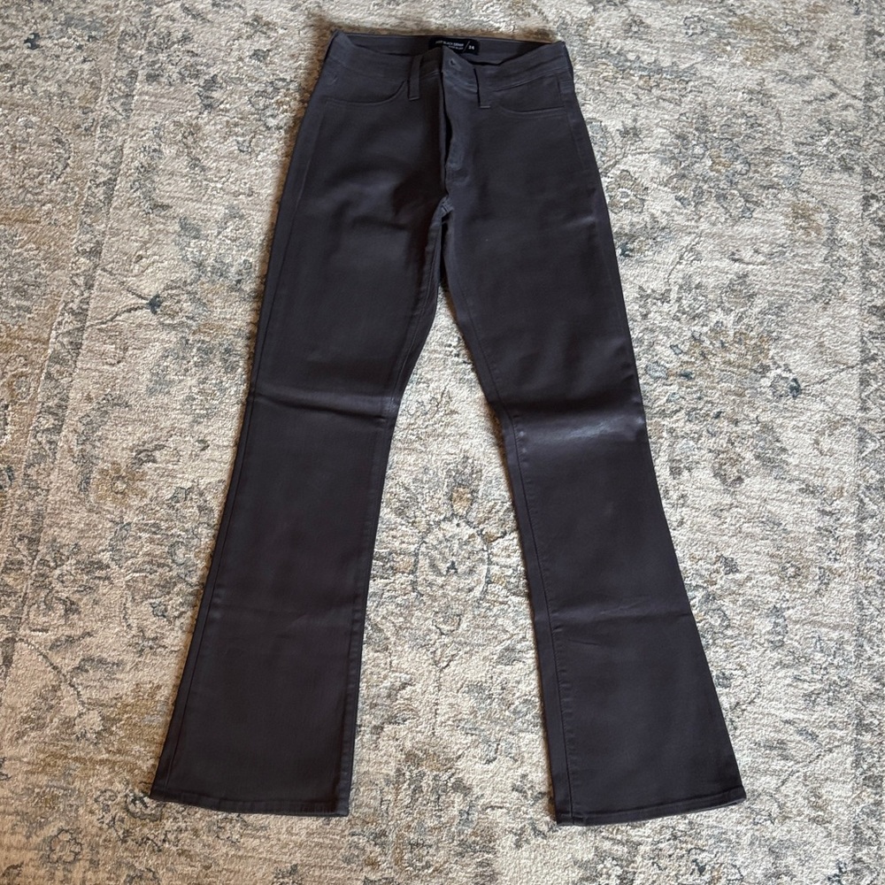 Just Black Women's Flare Wax Coated Black Jeans